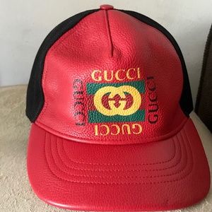 Gucci leather baseball cap